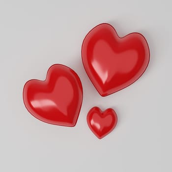 Red hearts on white background. Valentine's day concept