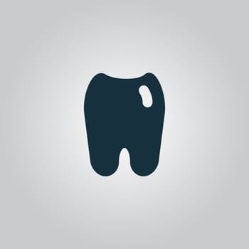 Tooth. Flat web icon, sign or button isolated on grey background. Collection modern trend concept design style vector illustration symbol