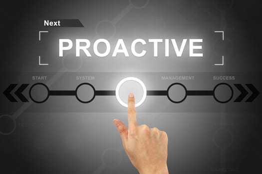 hand clicking proactive button on a touch screen