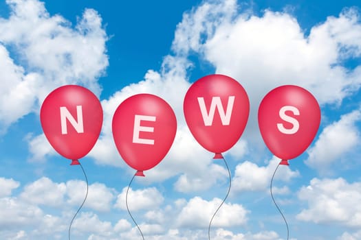 news text on balloon with blue sky background