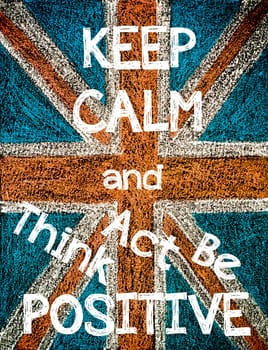 United Kingdom (British Union jack) flag, hand drawing with chalk on blackboard, vintage concept