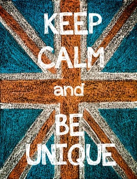 United Kingdom (British Union jack) flag, hand drawing with chalk on blackboard, vintage concept