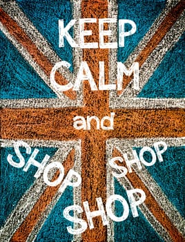 United Kingdom (British Union jack) flag, hand drawing with chalk on blackboard, vintage concept