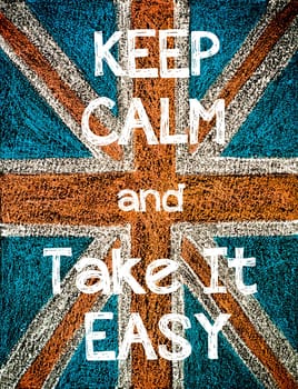 United Kingdom (British Union jack) flag, hand drawing with chalk on blackboard, vintage concept