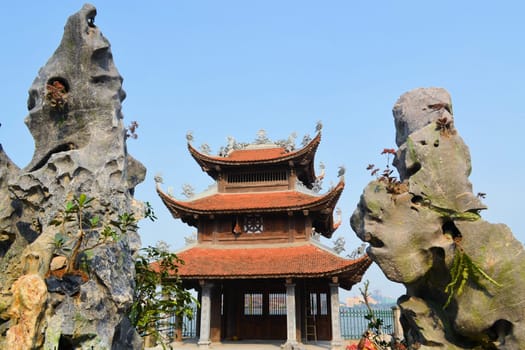 Chua Tao Sach temple pagoda at Ho Tay west lake in Hanoi, Vietnam