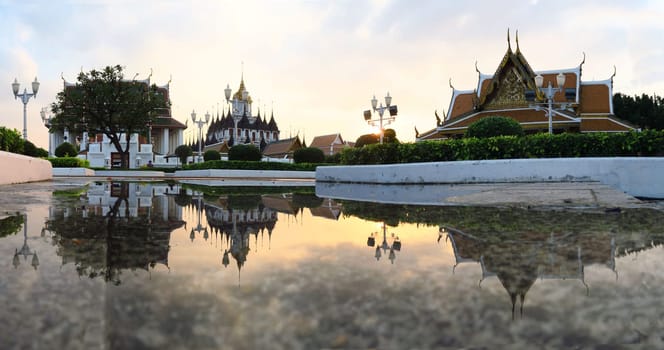 Loha Prasat Metal Palace in Wat Ratchanaddaram Worawihan, Bangkok Thailand.