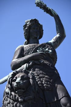 The Bavaria was built on behalf of King Ludwig I in the years 1843-1850 in Munich. Lion Statue Landmark Bavaria Theresienwiese Sight Top10 Schutzpratonin Bronze Colossal Statue Wiesn Bronze Statue