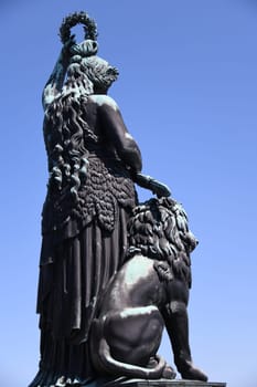 The Bavaria was built on behalf of King Ludwig I in the years 1843-1850 in Munich. Lion Statue Landmark Bavaria Theresienwiese Sight Top10 Schutzpratonin Bronze Colossal Statue Wiesn Bronze Statue