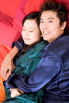 Close-up of a couple hugging