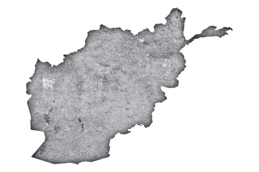 Map of Afghanistan on weathered concrete
