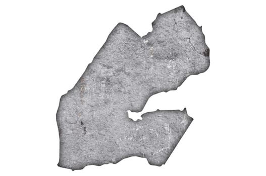 Map of Djibouti on weathered concrete