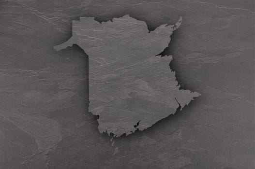 Map of New Brunswick on dark slate