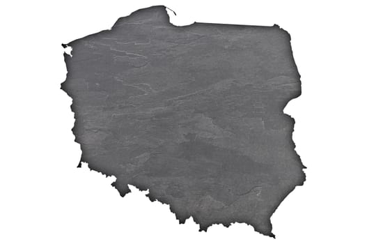 Map of Poland on dark slate
