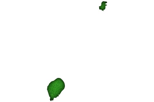 Map of Sao Tome and Principe on green felt