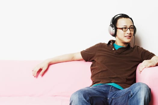 Young man wearing headphones