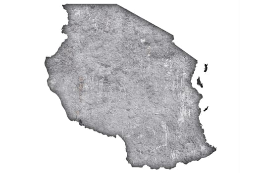 Map of Tanzania on weathered concrete