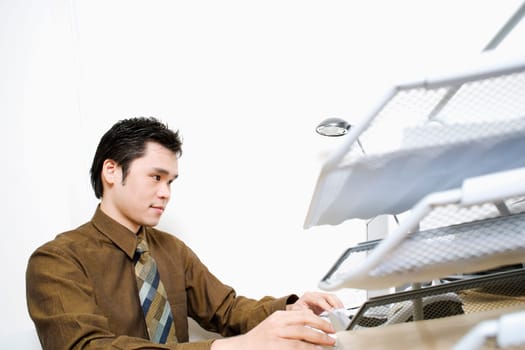 Businessman using a laptop