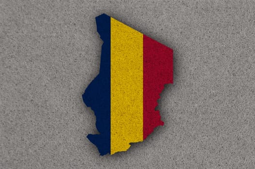 Map and flag of Chad on felt