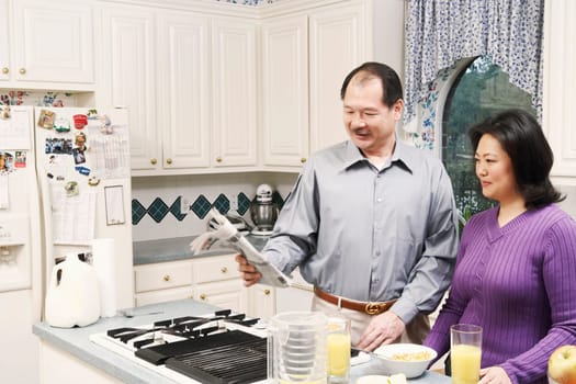 Close-up of a couple in the kitchen