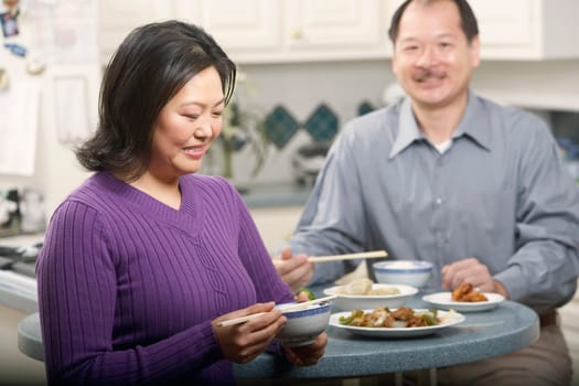 Close-up of a couple eating food