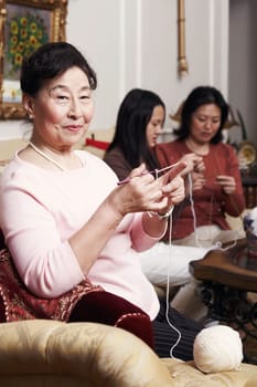 Portrait of a senior woman knitting