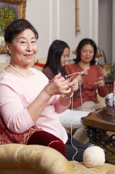 Portrait of a senior woman knitting