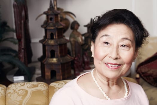 Close-up of a senior woman smiling