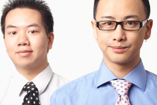 Portrait of two businessmen smiling