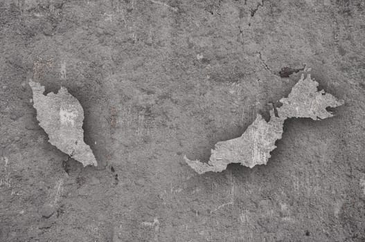 Map of Malaysia on weathered concrete