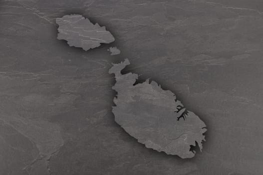 Map of Malta on dark slate