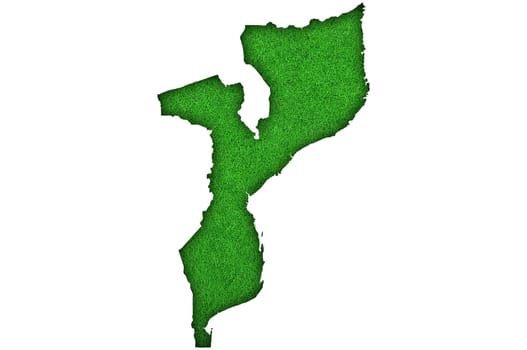 Map of Mozambique on green felt
