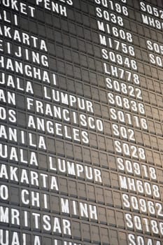 Close-up of an arrival departure board at an airport