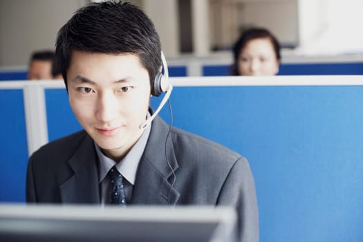 Portrait of a businessman wearing a headset