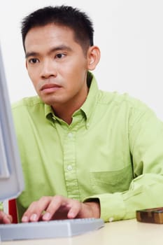 Close-up of a businessman using a computer