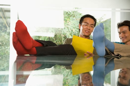 Office workers relaxing in an office