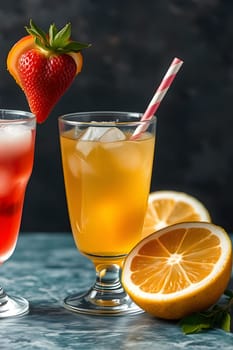 cocktail cocktails drink alcohol food bright yellow red juice orange color table cooking bar generated ai alt. High quality illustration black background