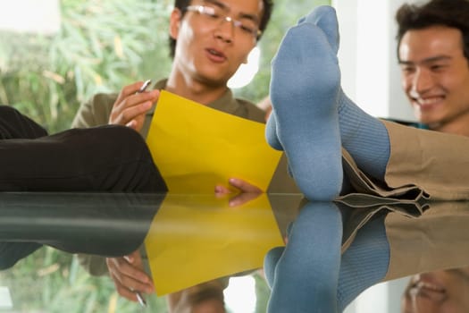 Office workers relaxing in an office