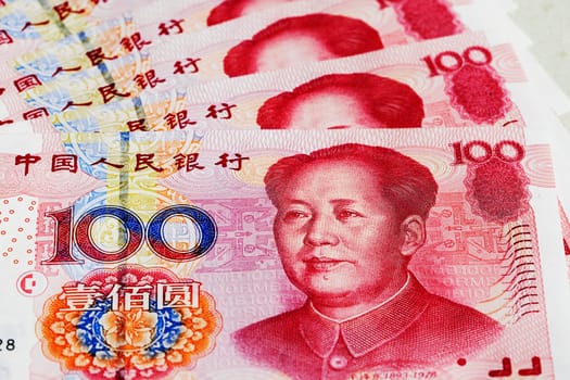 Close-up of one hundred Yuan notes