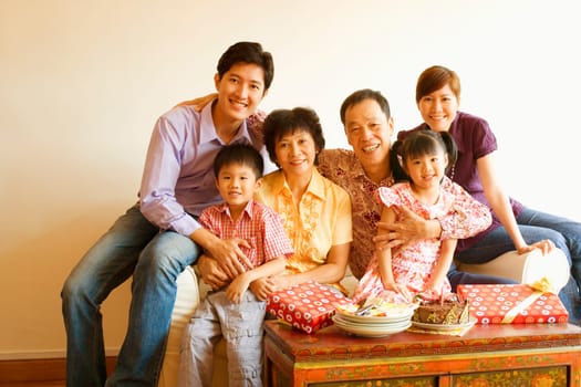 Close-up of a family celebrating a birthday party