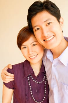 Portrait of a young couple smiling