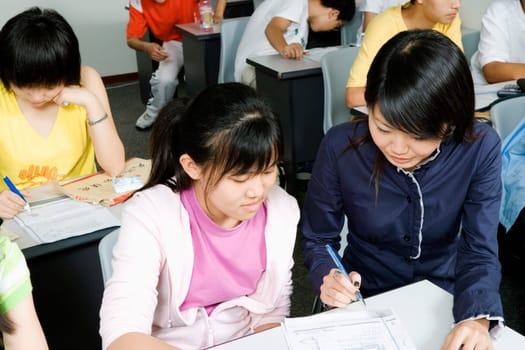 Close-up of students in a classroom