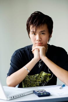 Portrait of a boy looking upset