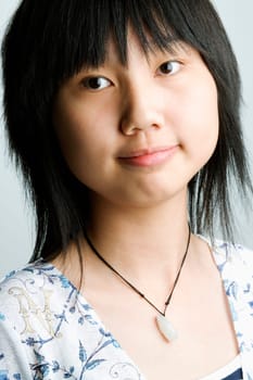 Portrait of a girl smirking