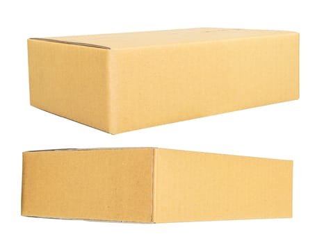 Mockup for design. Closed Brown cardboard box isolated on white background