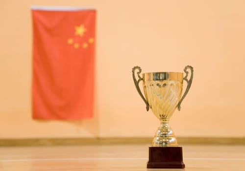 Close-up of a golden trophy cup