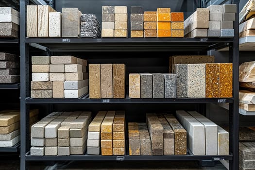 Warehouse of building materials in an industrial store. Generated by artificial intelligence