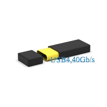 The 3d rendering of USB Type C or USB 4 connector cable line art 3d