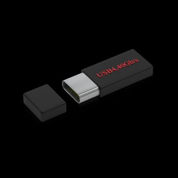 The 3d rendering of USB Type C or USB 4 connector cable line art 3d