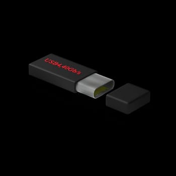 The 3d rendering of USB Type C or USB 4 connector cable line art 3d