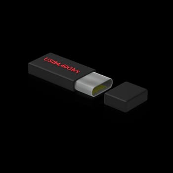 The 3d rendering of USB Type C or USB 4 connector cable line art 3d